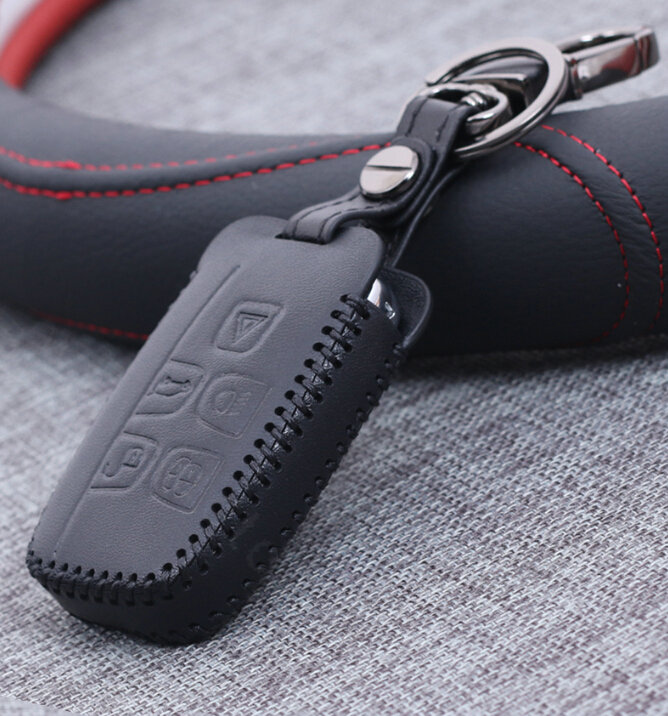 Personalized Genuine Leather Auto Key Bags Smart for Land Rover Freelander2 - Black