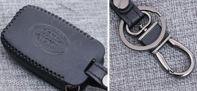 Personalized Genuine Leather Auto Key Bags Smart for Land Rover Freelander2 - Black