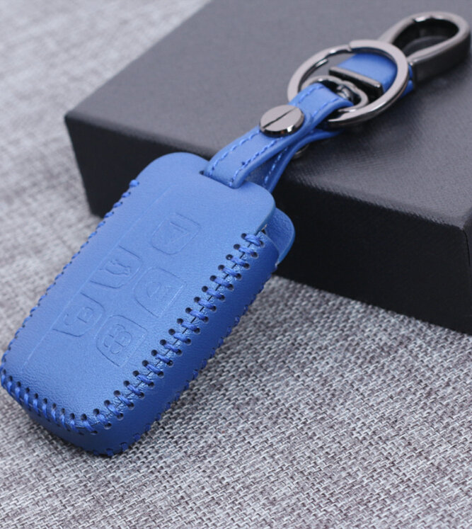 Personalized Genuine Leather Auto Key Bags Smart for Land Rover Freelander2 - Blue