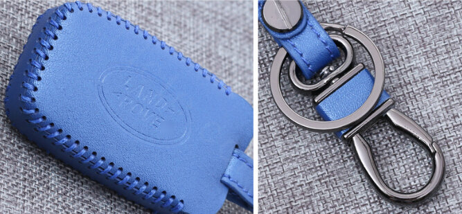 Personalized Genuine Leather Auto Key Bags Smart for Land Rover Freelander2 - Blue