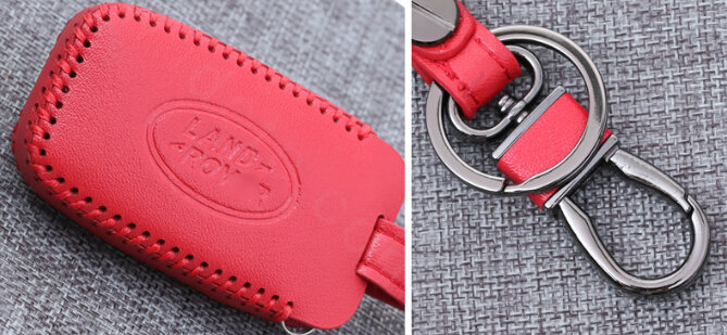 Personalized Genuine Leather Auto Key Bags Smart for Land Rover Freelander2 - Red