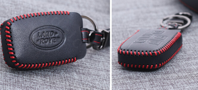 Personalized Genuine Leather Auto Key Bags Smart for Land Rover Range Rover - Black Red