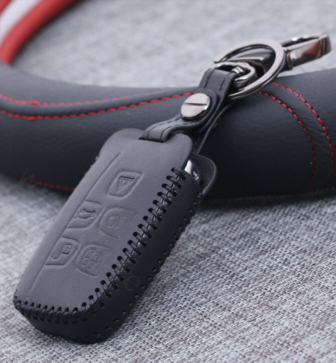 Personalized Genuine Leather Auto Key Bags Smart for Land Rover Range Rover - Black