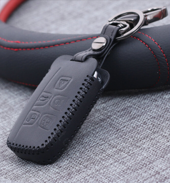 Personalized Genuine Leather Auto Key Bags Smart for Land Rover Range Rover Evoque - Black