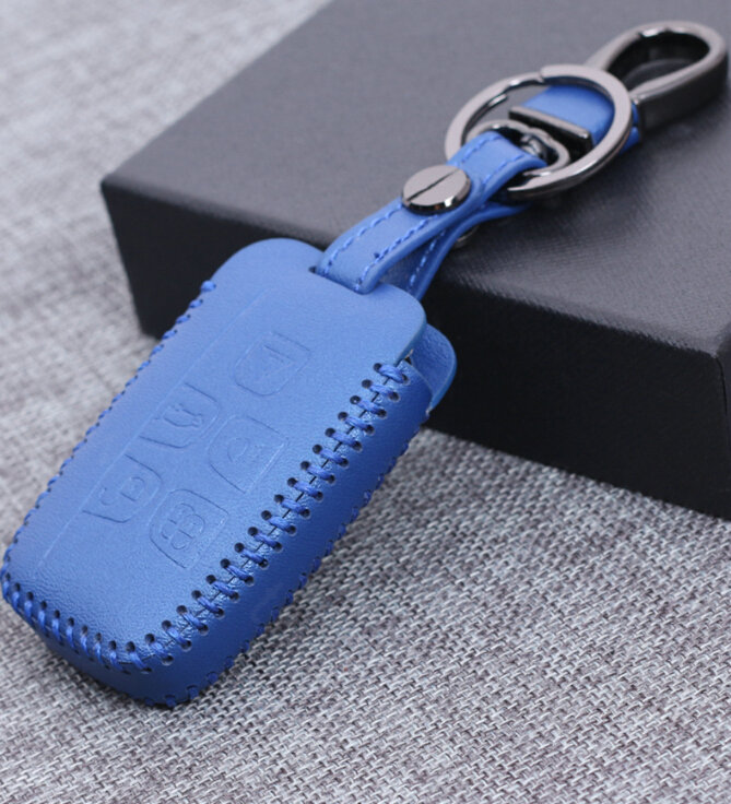 Personalized Genuine Leather Auto Key Bags Smart for Land Rover Range Rover Evoque - Blue