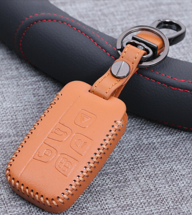 Personalized Genuine Leather Auto Key Bags Smart for Land Rover Range Rover Evoque - Orange