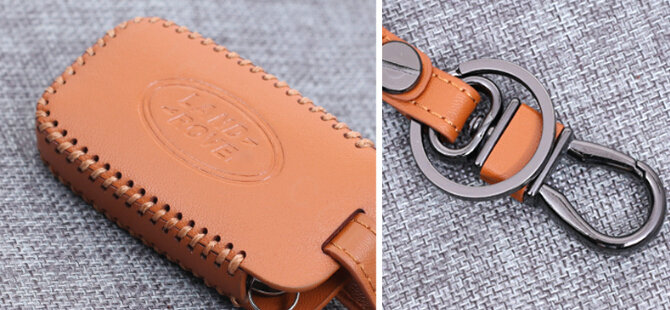 Personalized Genuine Leather Auto Key Bags Smart for Land Rover Range Rover Evoque - Orange