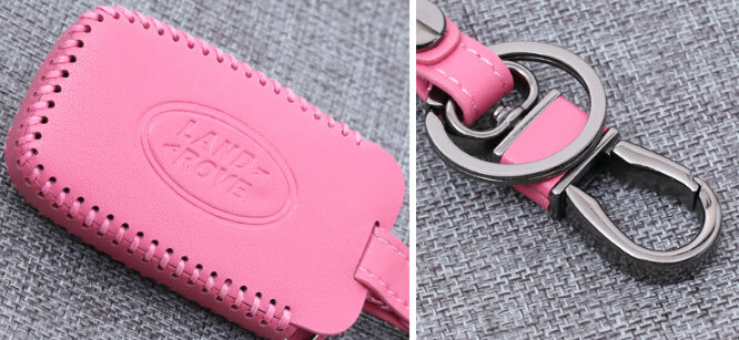 Personalized Genuine Leather Auto Key Bags Smart for Land Rover Range Rover Evoque - Pink