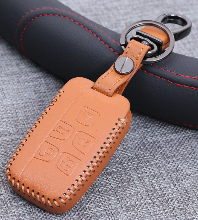 Personalized Genuine Leather Auto Key Bags Smart for Land Rover Range Rover - Orange