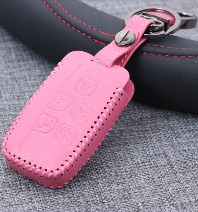 Personalized Genuine Leather Auto Key Bags Smart for Land Rover Range Rover - Pink