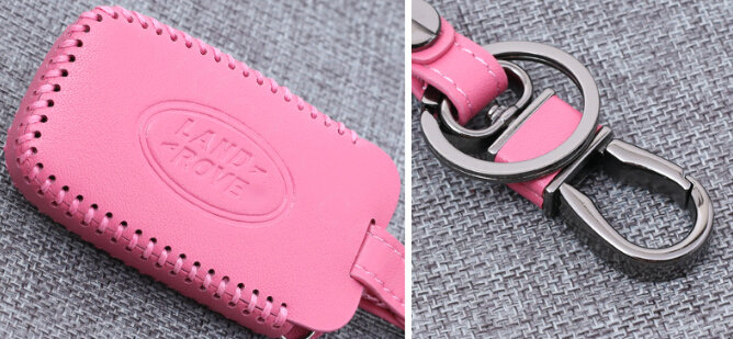 Personalized Genuine Leather Auto Key Bags Smart for Land Rover Range Rover - Pink