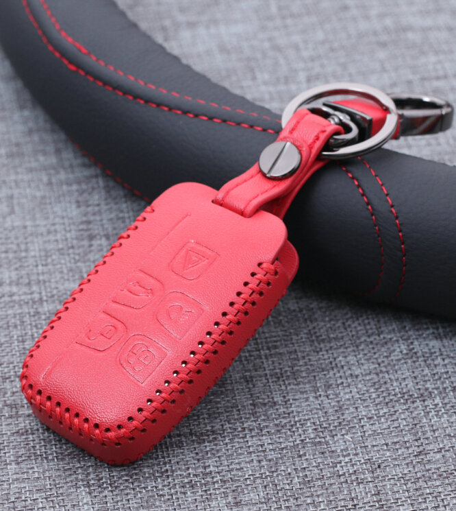 Personalized Genuine Leather Auto Key Bags Smart for Land Rover Range Rover - Red