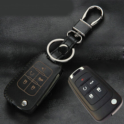 Personalized Genuine Leather Crocodile Grain Auto Key Bags Fold for Buick GL8 - Black