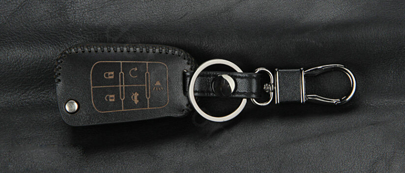 Personalized Genuine Leather Crocodile Grain Auto Key Bags Fold for Buick GL8 - Black