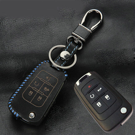 Personalized Genuine Leather Crocodile Grain Auto Key Bags Fold for Buick Lacrosse - Black Blue