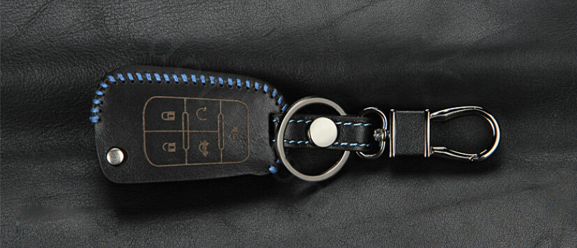 Personalized Genuine Leather Crocodile Grain Auto Key Bags Fold for Buick Lacrosse - Black Blue