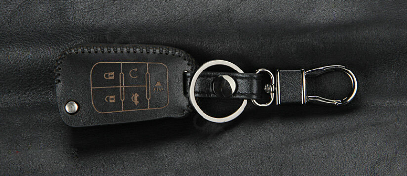 Personalized Genuine Leather Crocodile Grain Auto Key Bags Fold for Buick Lacrosse - Black