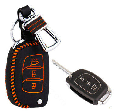 Personalized Genuine Leather Crocodile Grain Auto Key Bags Fold for Hyundai Tucson - Orange