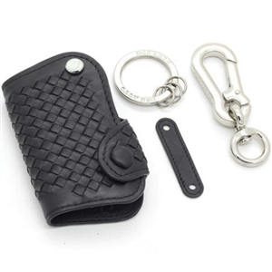 Personalized Genuine Leather Long Hole Crocodile Grain Auto Key Bags Smart for Audi A4L - Black
