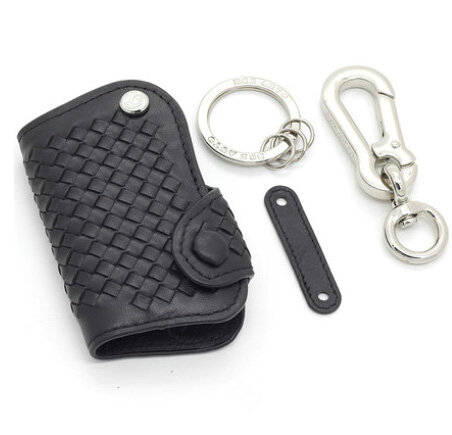 Personalized Genuine Leather Long Hole Crocodile Grain Auto Key Bags Smart for Audi A8L - Black