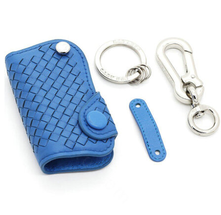 Personalized Genuine Leather Long Hole Crocodile Grain Auto Key Bags Smart for Audi A8L - Blue