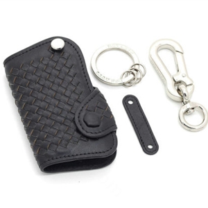 Personalized Genuine Leather Small Hole Crocodile Grain Auto Key Bags Smart for Audi A5 - Black