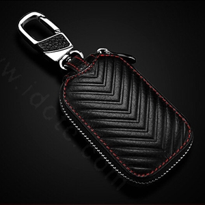 Personalized Universal Genuine Leather Crocodile Grain Auto Key Bags - Black