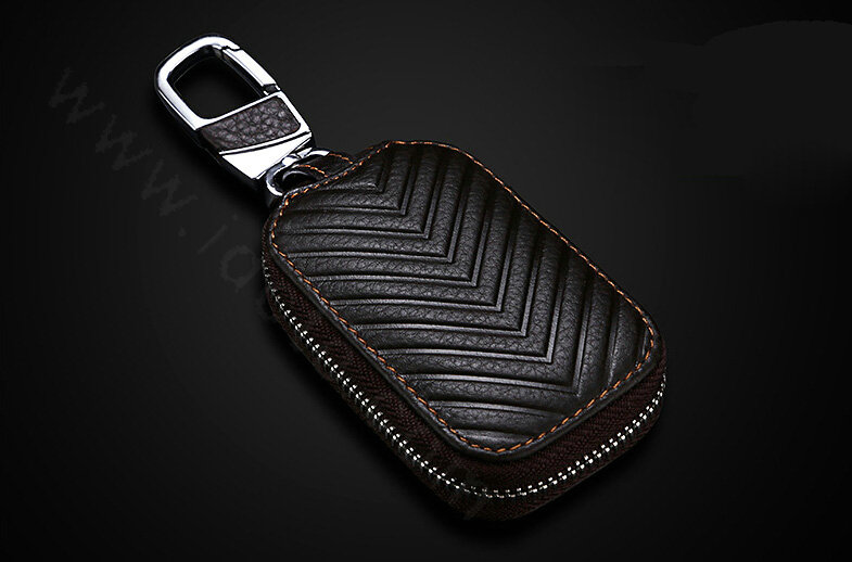 Personalized Universal Genuine Leather Crocodile Grain Auto Key Bags - Brown