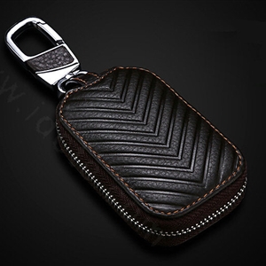 Personalized Universal Genuine Leather Crocodile Grain Auto Key Bags - Brown