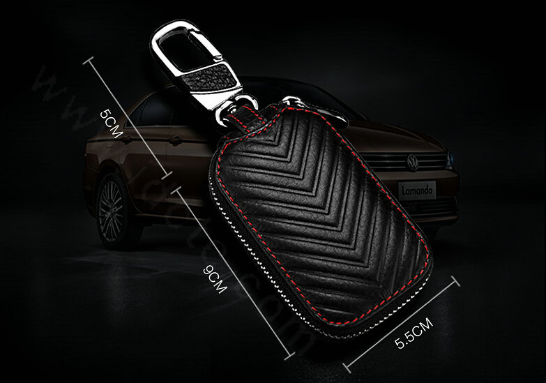 Personalized Universal Genuine Leather Crocodile Grain Auto Key Bags - Red