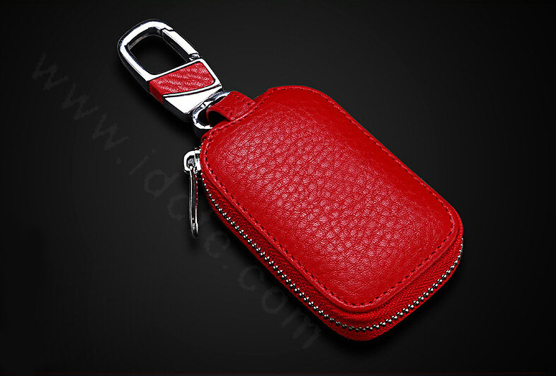 Personalized Universal Genuine Leather Crocodile Grain Auto Key Bags - Red