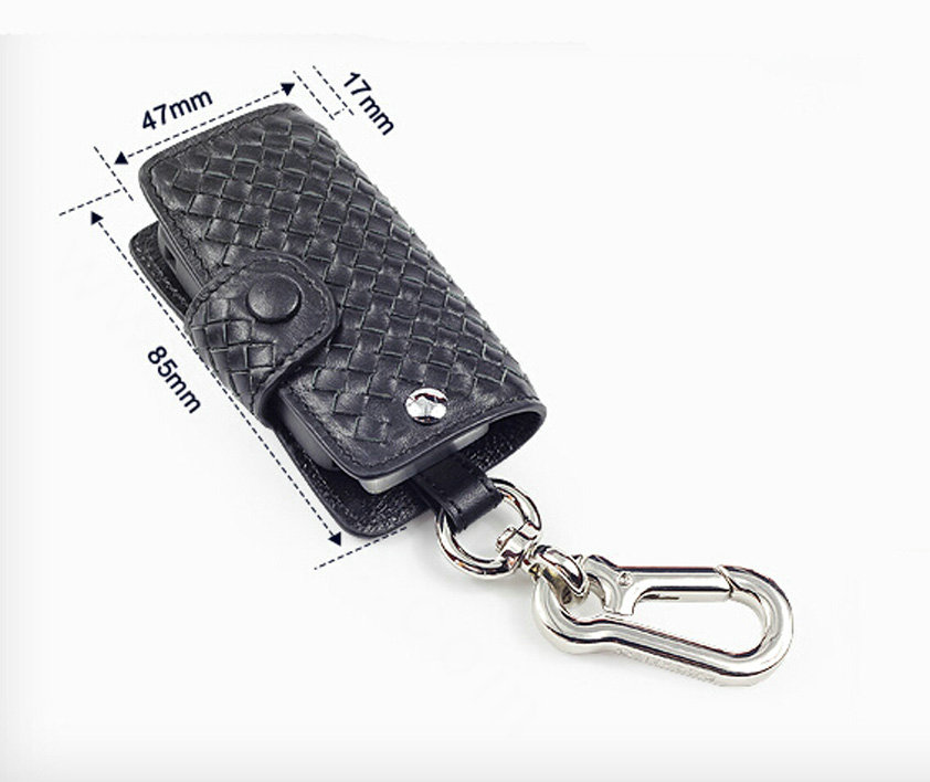 Personalized Universal Genuine Leather Weave Auto Key Bags - Black