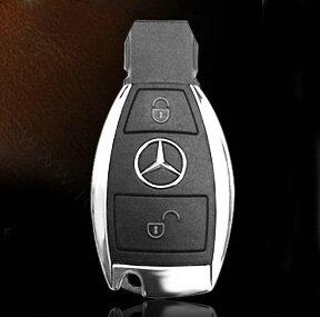 Simple Genuine Leather Auto Key Bags Smart for Benz B200 - Black