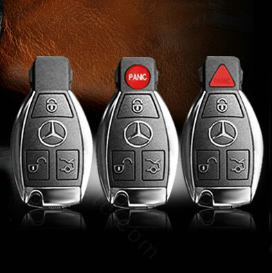 Simple Genuine Leather Auto Key Bags Smart for Benz E260L - Black