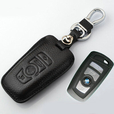 Simple Genuine Leather Auto Key Bags Smart for BMW 325i - Black