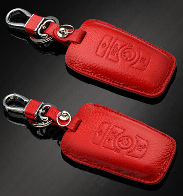 Simple Genuine Leather Auto Key Bags Smart for BMW 528i - Red