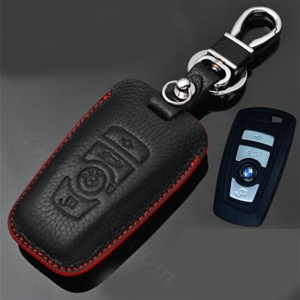 Simple Genuine Leather Auto Key Bags Smart for BMW X3 - Black Red
