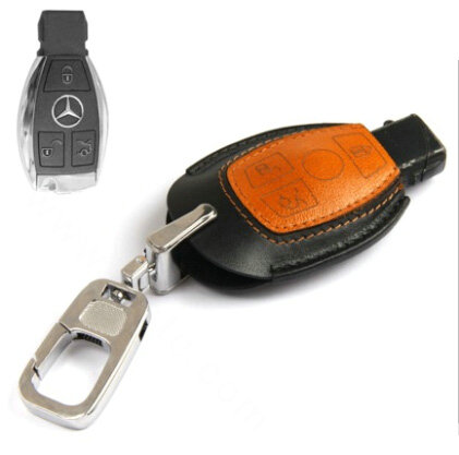 Simple Genuine Leather Auto Key Bags Smart for Benz GLA Edition 1 - Black