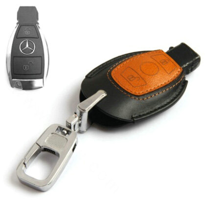 Simple Genuine Leather Auto Key Bags Smart for Benz GLK260 - Black