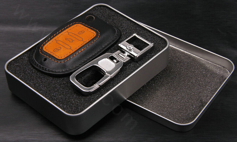 Simple Genuine Leather Auto Key Bags Smart for Benz E260L - Black