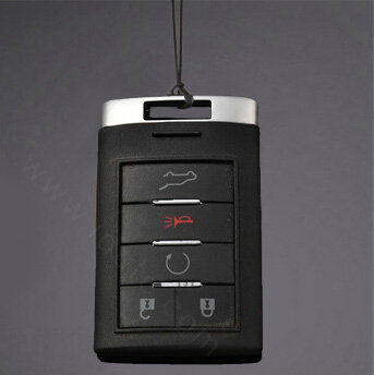 Simple Genuine Leather Auto Key Bags Smart for Cadillac SRX - Black Red