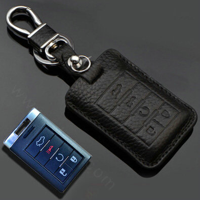 Simple Genuine Leather Auto Key Bags Smart for Cadillac SLS - Black