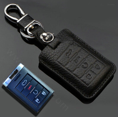 Simple Genuine Leather Auto Key Bags Smart for Cadillac SRX - Black