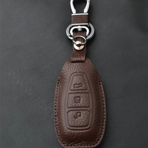 Simple Genuine Leather Auto Key Bags Smart for Ford Maverick - Brown