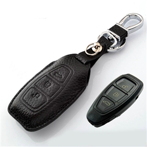 Simple Genuine Leather Auto Key Bags Smart for Ford Mondeo - Black