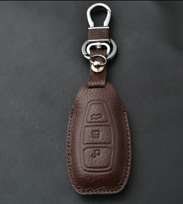 Simple Genuine Leather Auto Key Bags Smart for Ford Mondeo - Brown