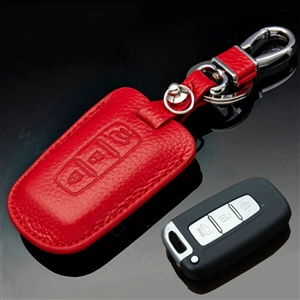 Simple Genuine Leather Auto Key Bags Smart for Hyundai Elantra - Red