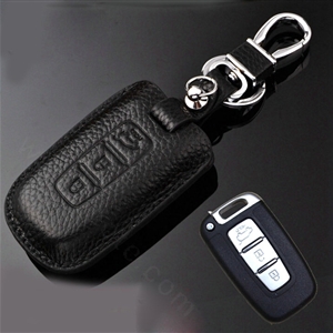 Simple Genuine Leather Auto Key Bags Smart for Hyundai Sonata - Black
