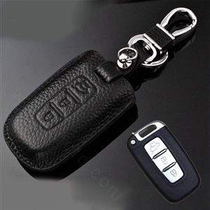 Simple Genuine Leather Auto Key Bags Smart for KIA Forte - Black
