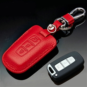 Simple Genuine Leather Auto Key Bags Smart for KIA Sportage - Red